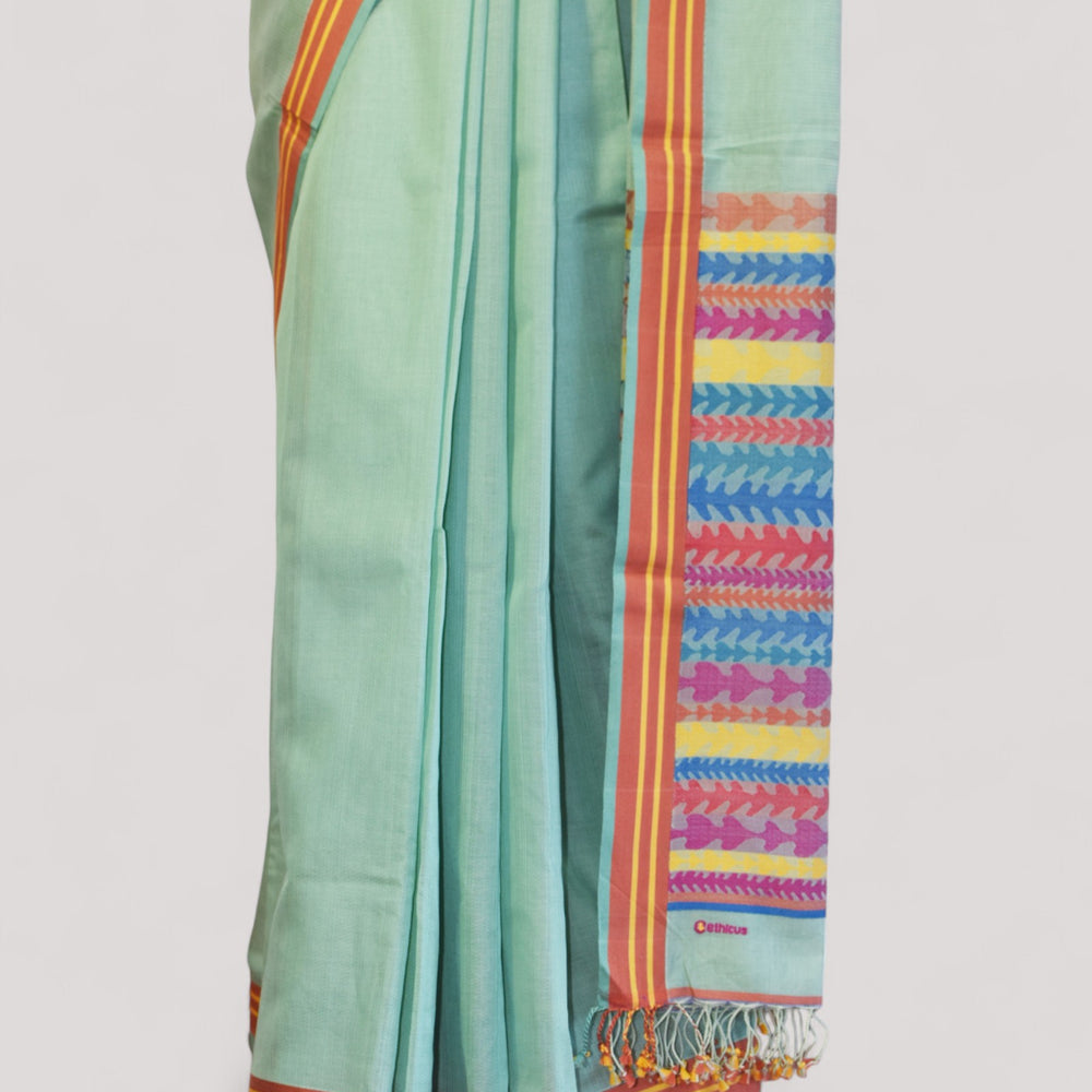 
                      
                        Sea Green - Tulip Motif Organic Cotton Saree
                      
                    