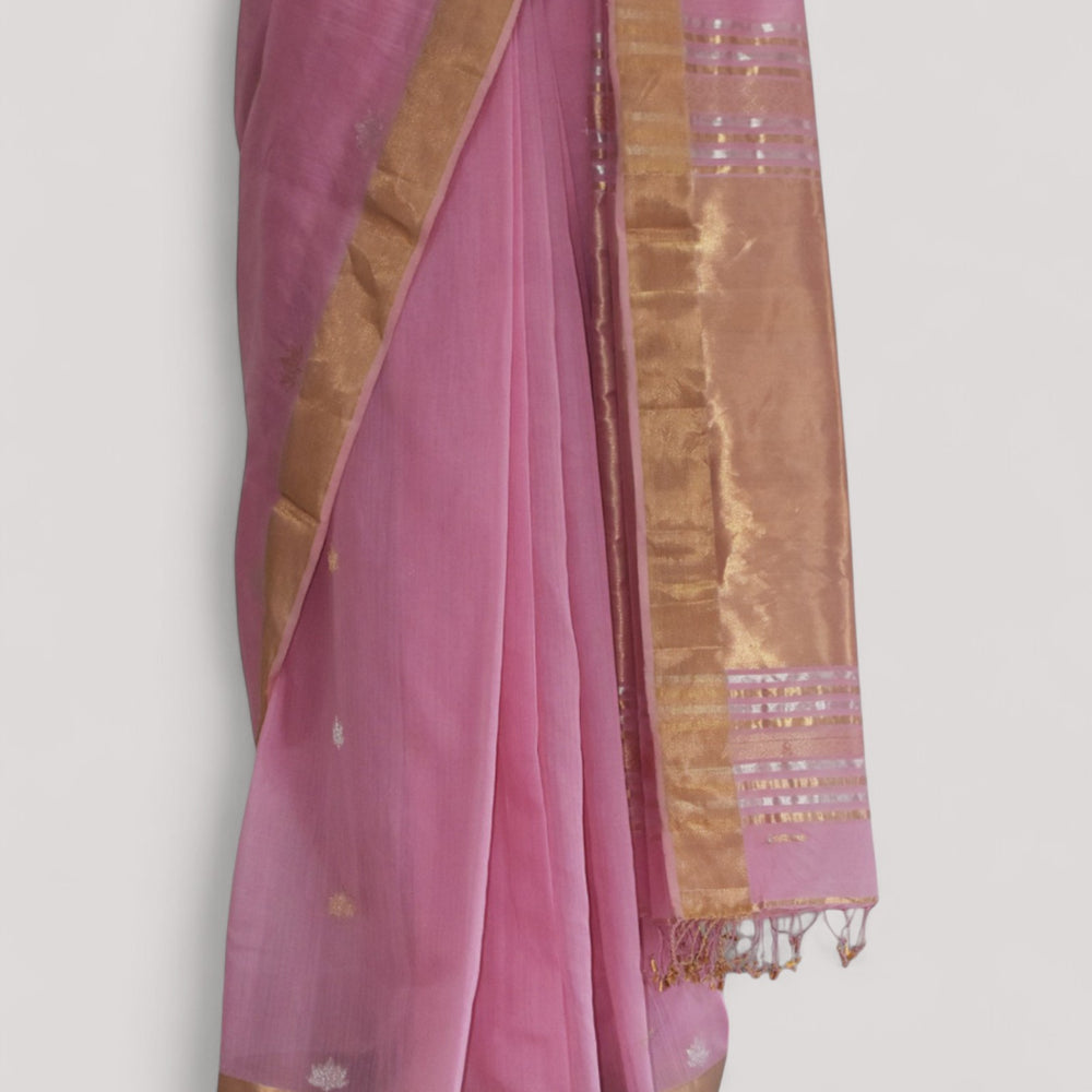 
                      
                        Baby pink - Lotus butta Organic Cotton Saree
                      
                    