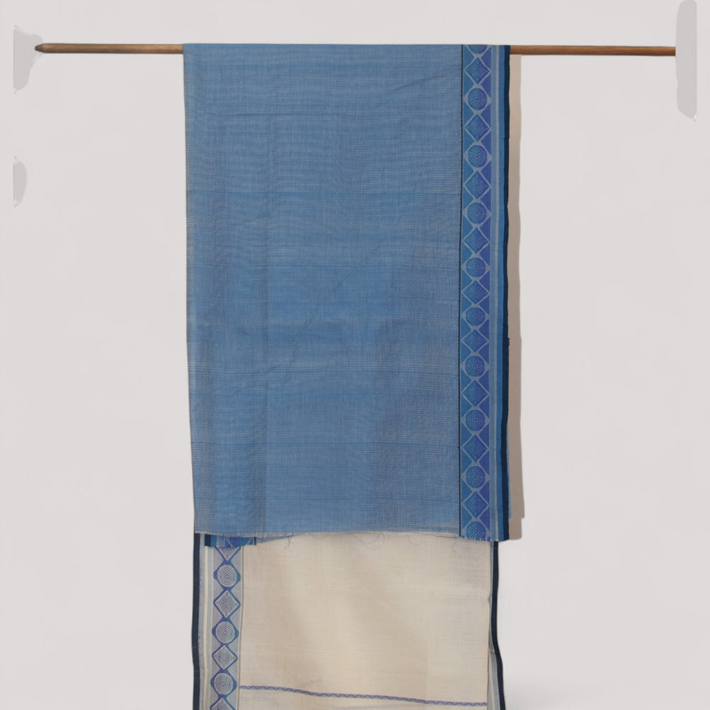 
                      
                        Off-white - Geometric Elegance Organic Cotton Saree
                      
                    