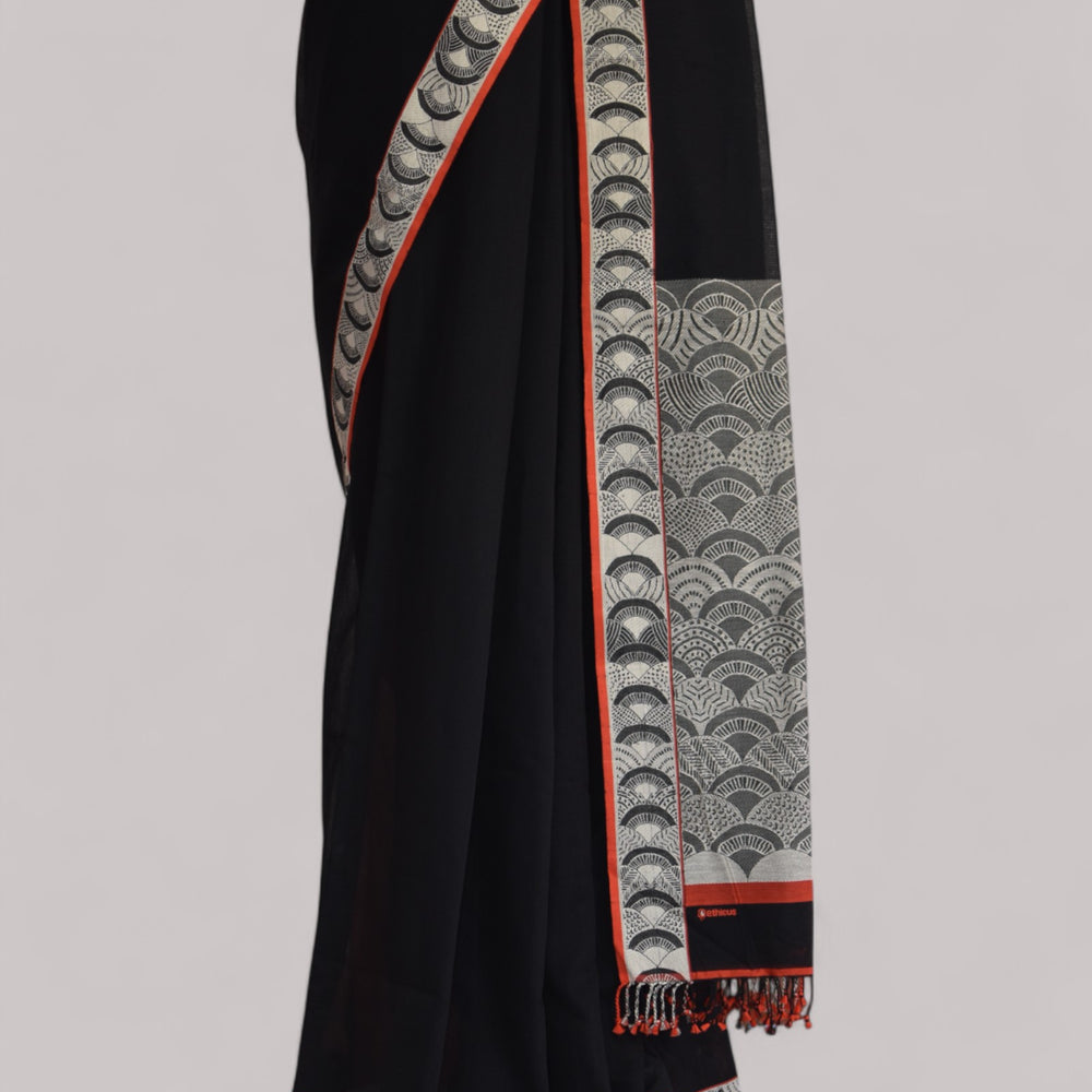 
                      
                        Black - Arch Motif Organic Cotton Saree
                      
                    