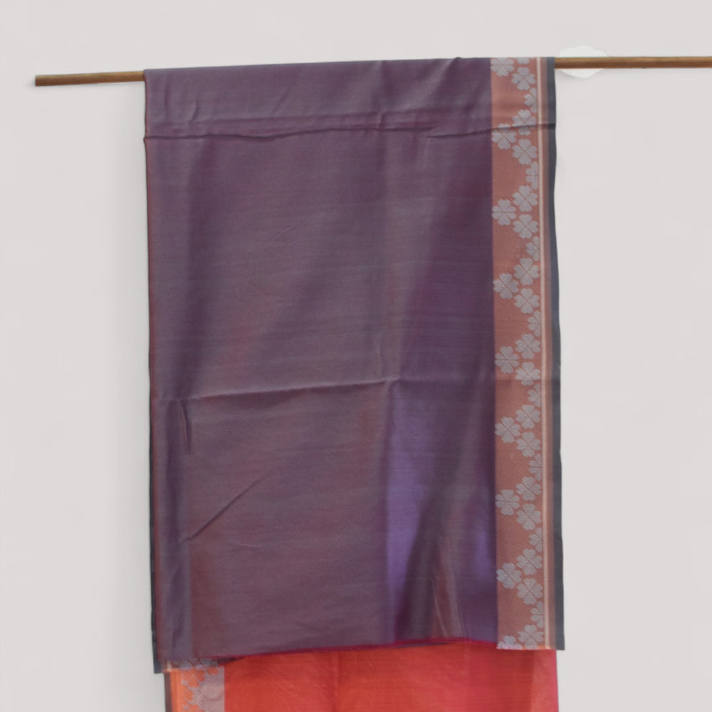 
                      
                        Orange - Clover Motif Organic Cotton Saree
                      
                    