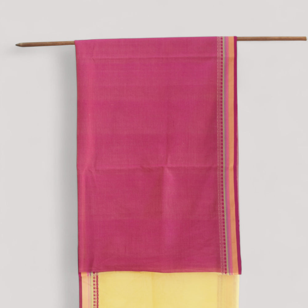 
                      
                        Yellow - Dots and Dashes Organic Cotton Saree
                      
                    