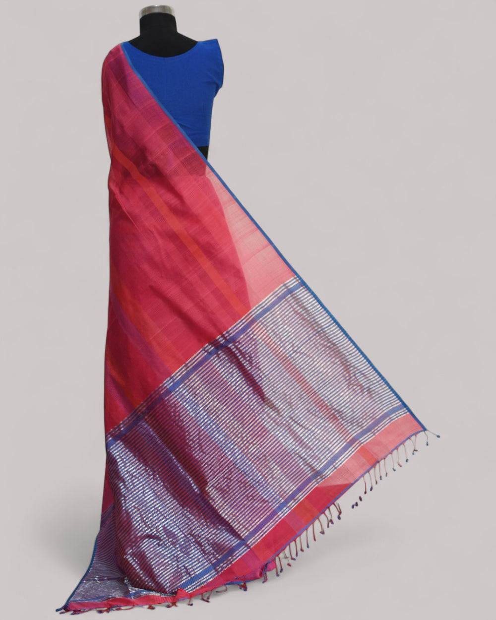 Pink - Stitch Texture Organic Cotton Saree
