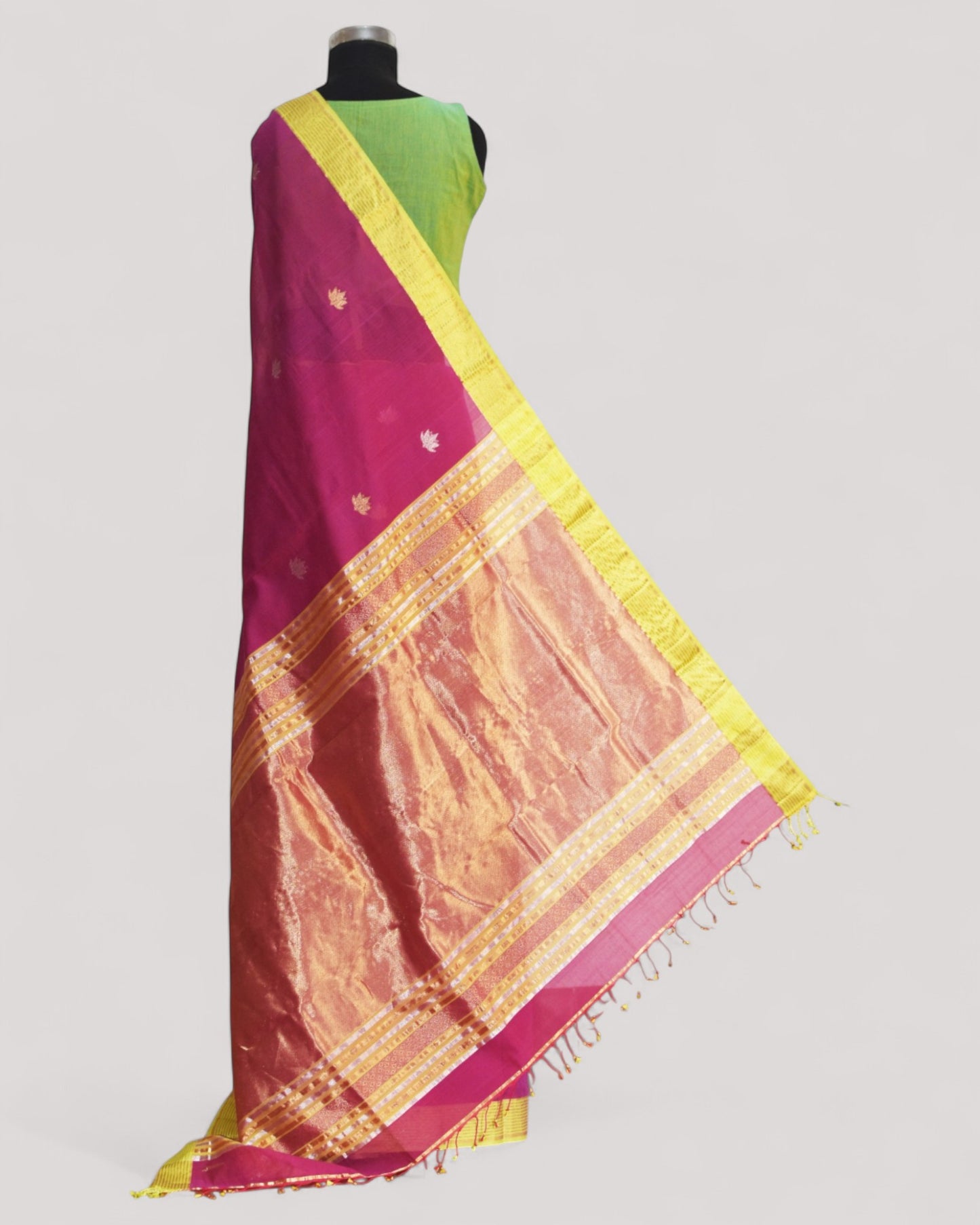 Purple - Lotus butta Organic Cotton Saree