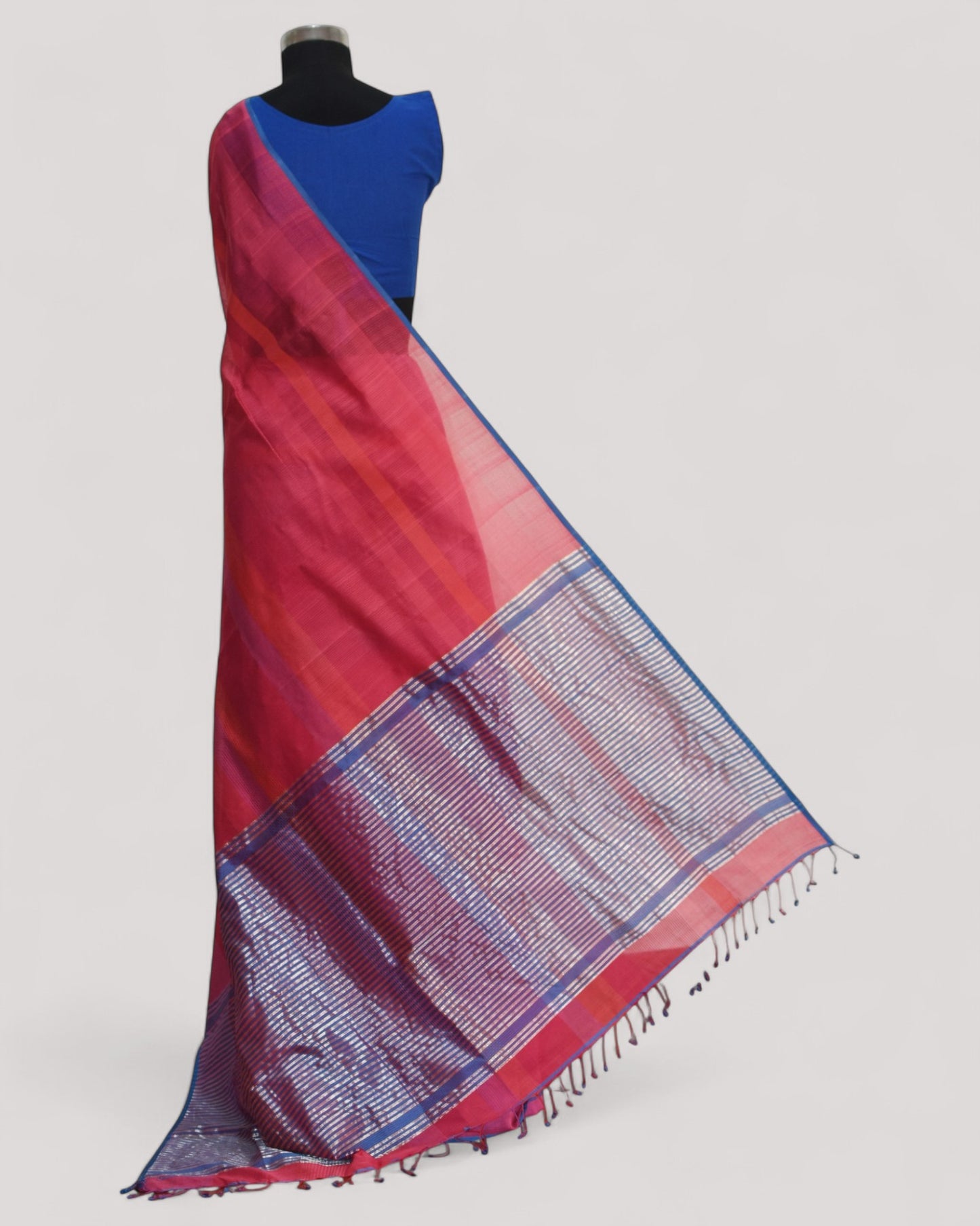 Pink - Stitch Texture Organic Cotton Saree