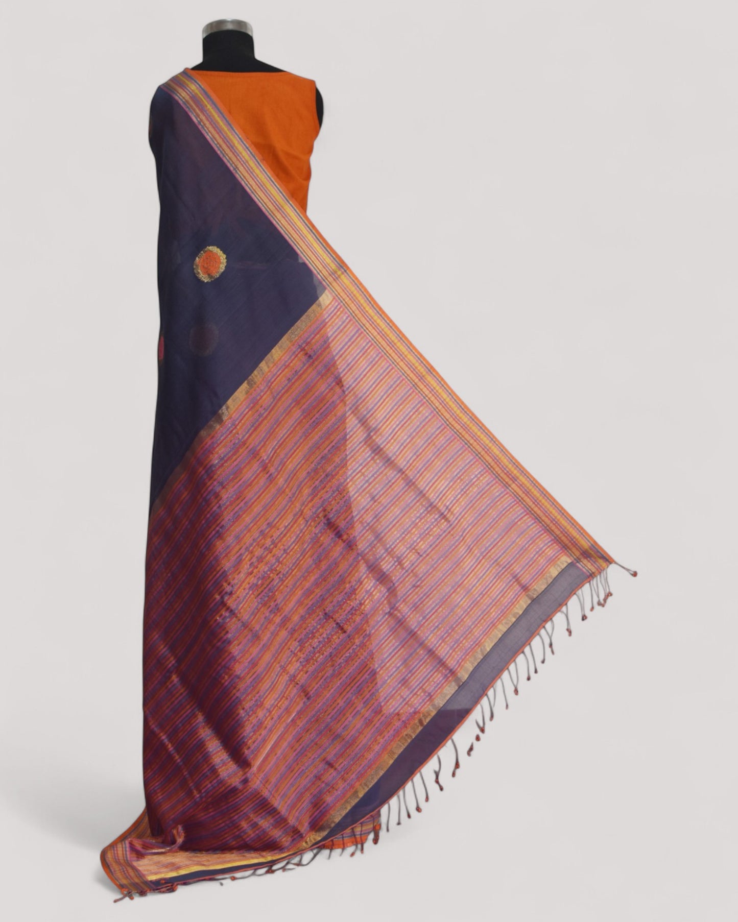 Purple - Rose Butta Organic Cotton Saree