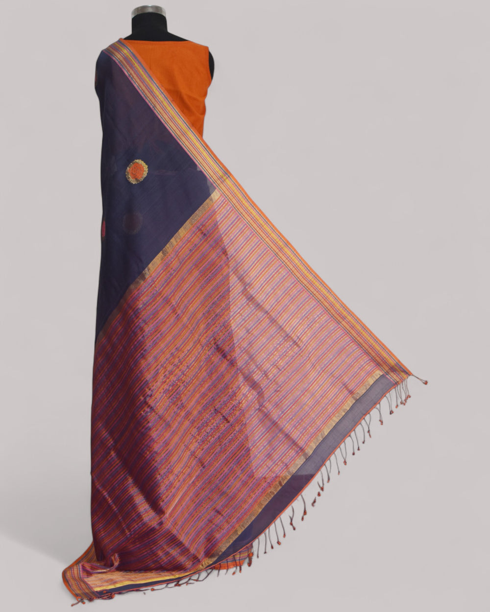Purple - Rose Butta Organic Cotton Saree