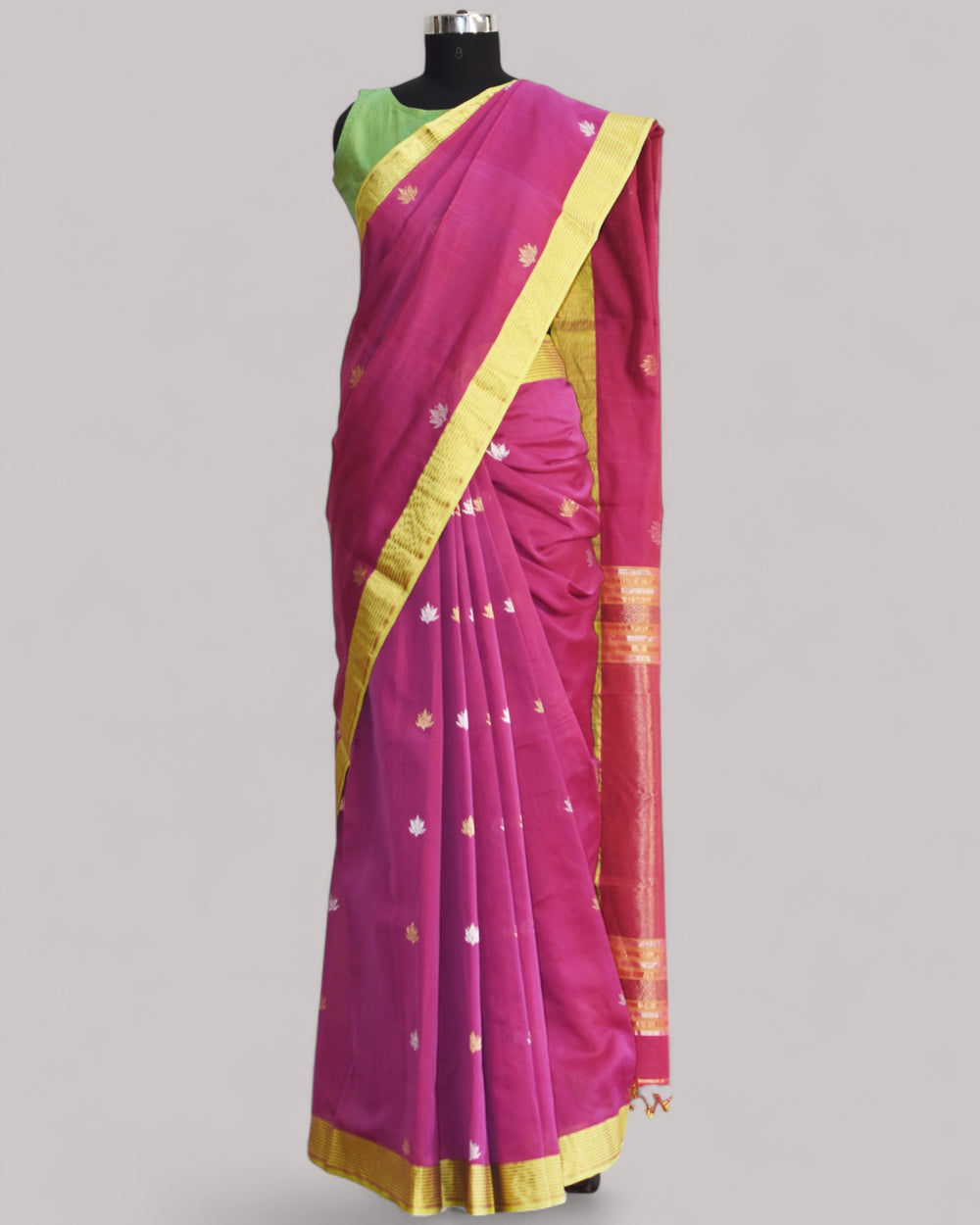 Purple - Lotus butta Organic Cotton Saree