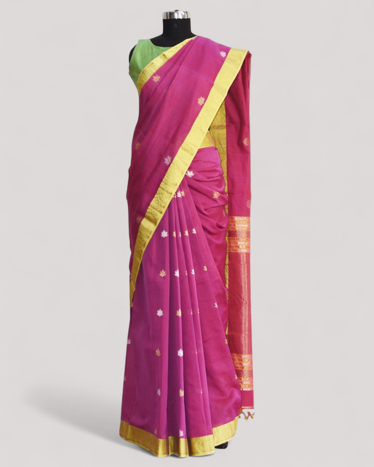 Purple - Lotus butta Organic Cotton Saree
