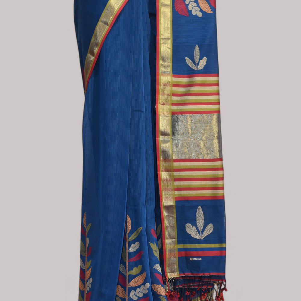 
                      
                        Blue - Leaf Motif Organic Cotton Saree
                      
                    