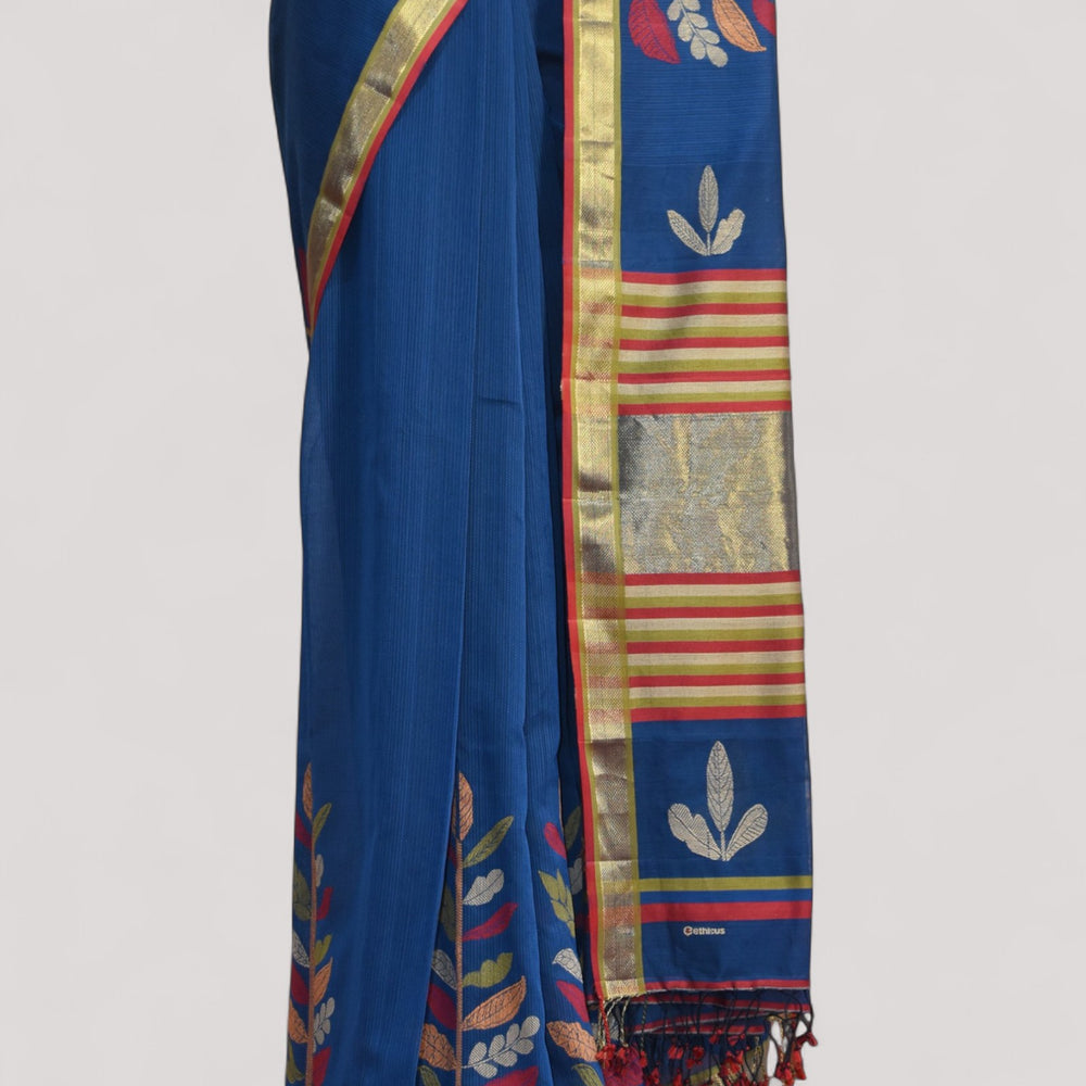 
                      
                        Blue - Leaf Motif Organic Cotton Saree
                      
                    