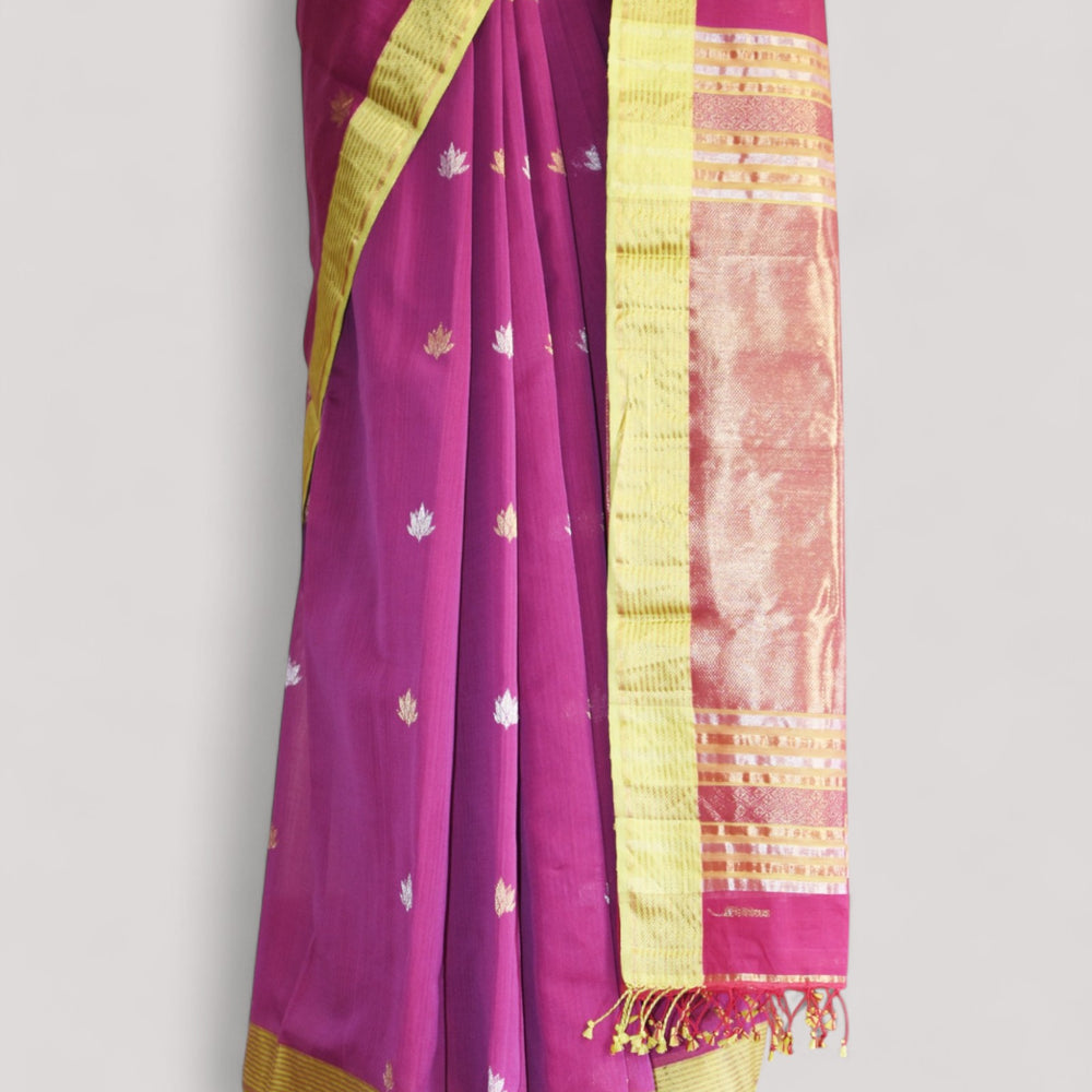 
                      
                        Purple - Lotus butta Organic Cotton Saree
                      
                    
