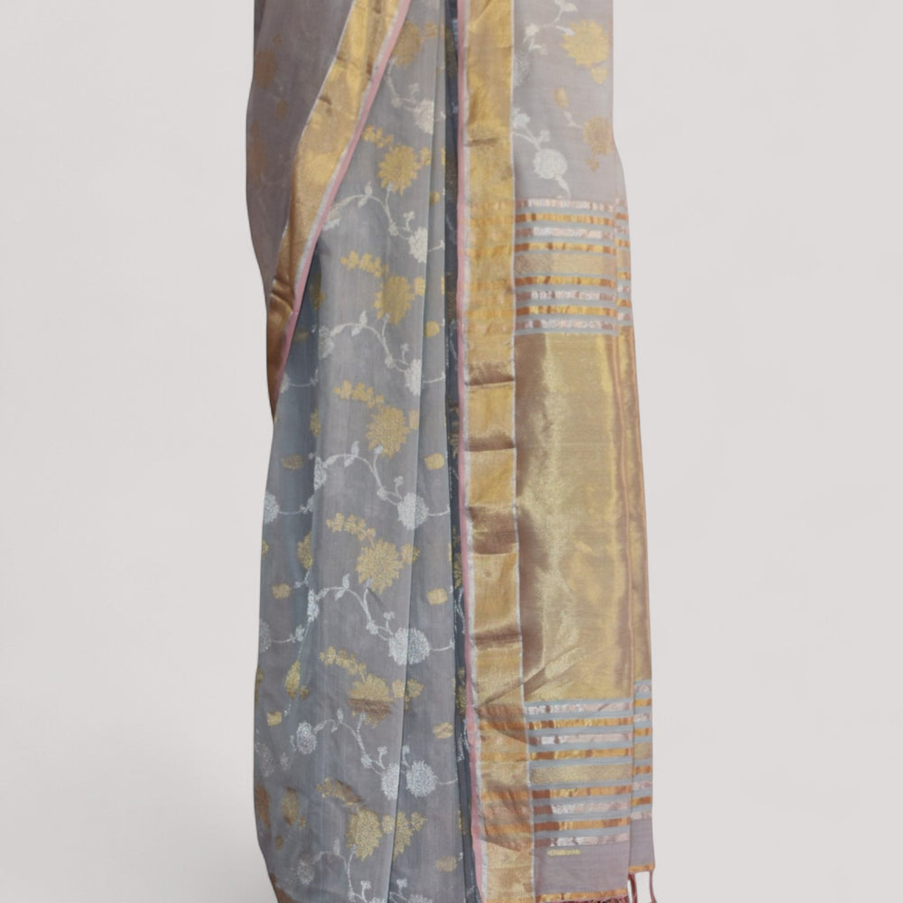 
                      
                        Ash Grey - Gilded Grove Organic Cotton Saree
                      
                    