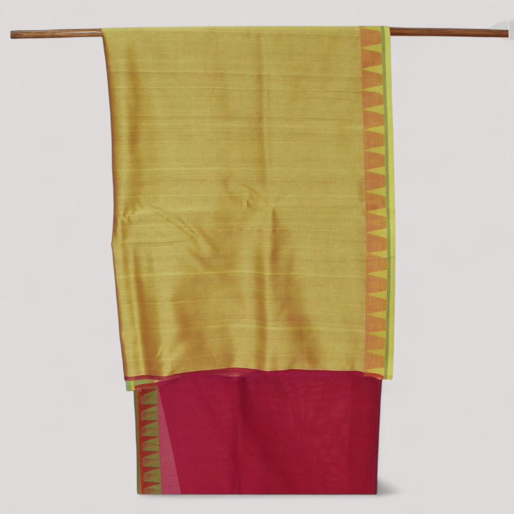 
                      
                        Red - Temple Motif Organic Cotton Saree
                      
                    