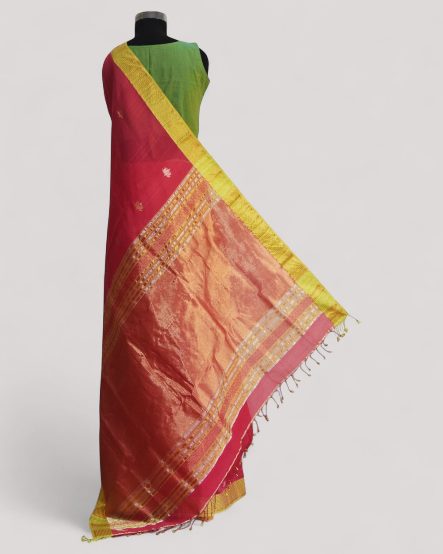 Pink - Lotus butta Organic Cotton Saree