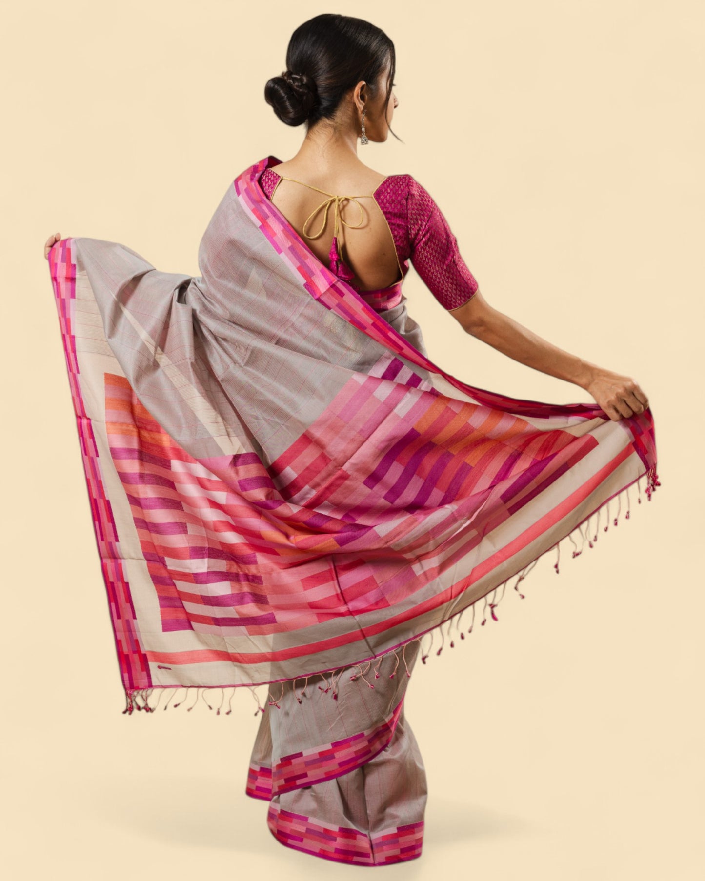 Light Grey - Rectangle Quilt Organic Cotton Saree