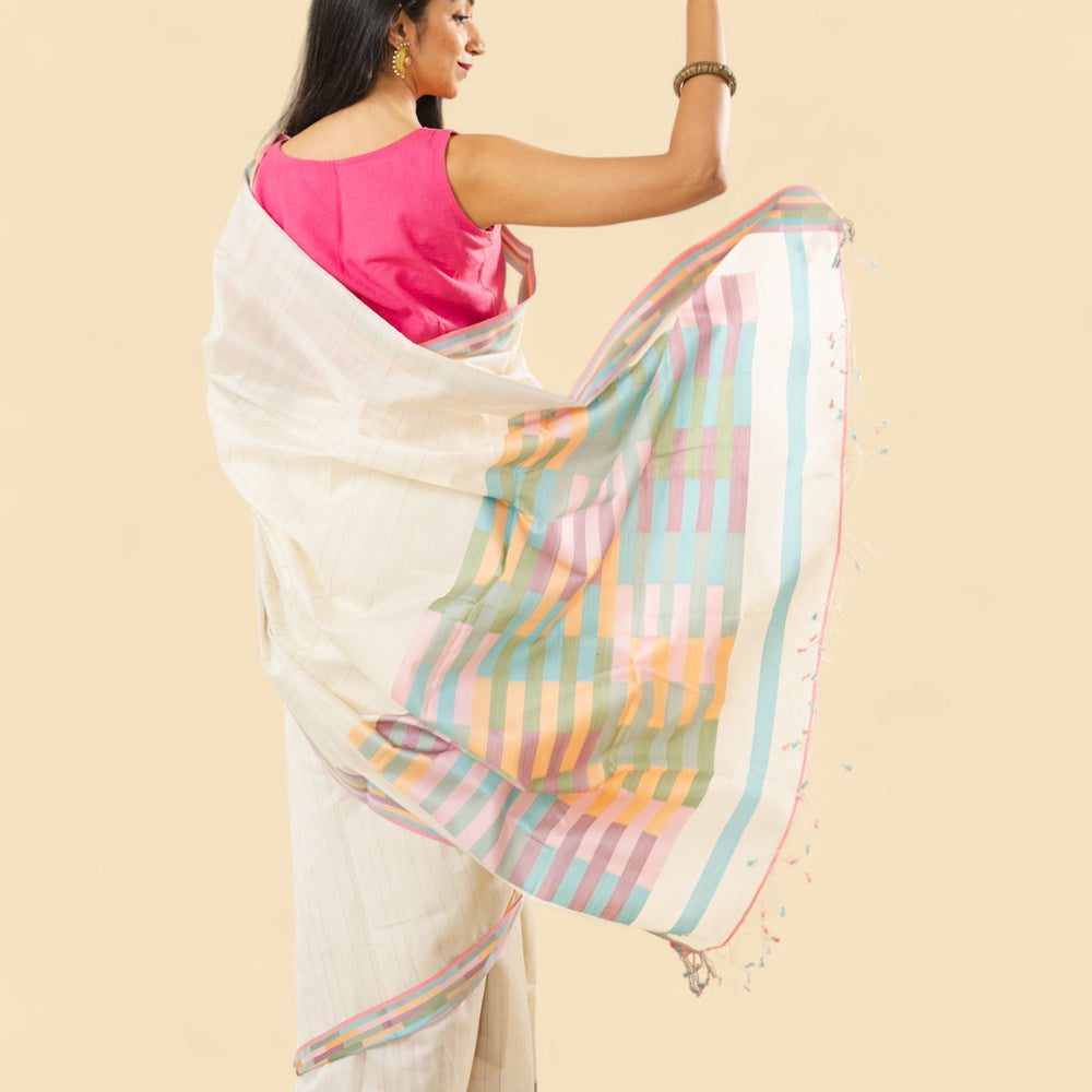 
                      
                        Off-White - Rectangle Quilt Organic Cotton Saree
                      
                    