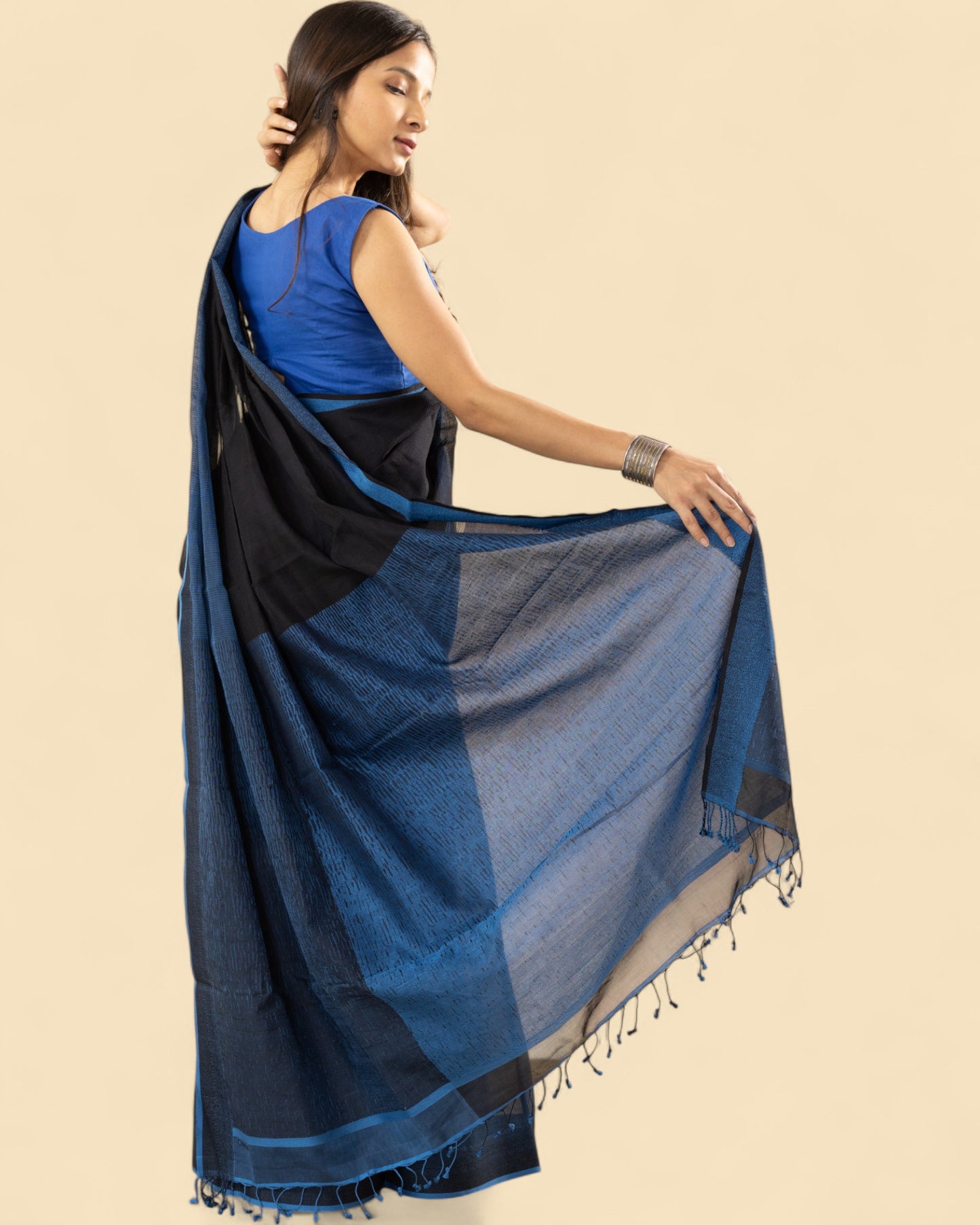 Black & Blue - Classic Organic Cotton Saree