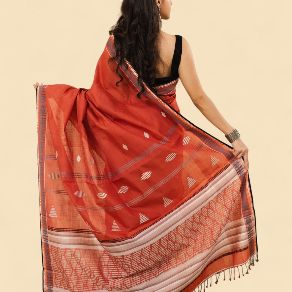 
                      
                        Rust - Interleave Quilt Organic Cotton Saree
                      
                    