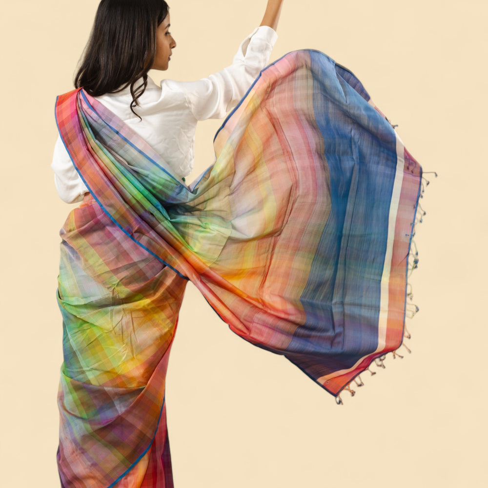6400 Colour - Rainbow Organic Cotton Saree