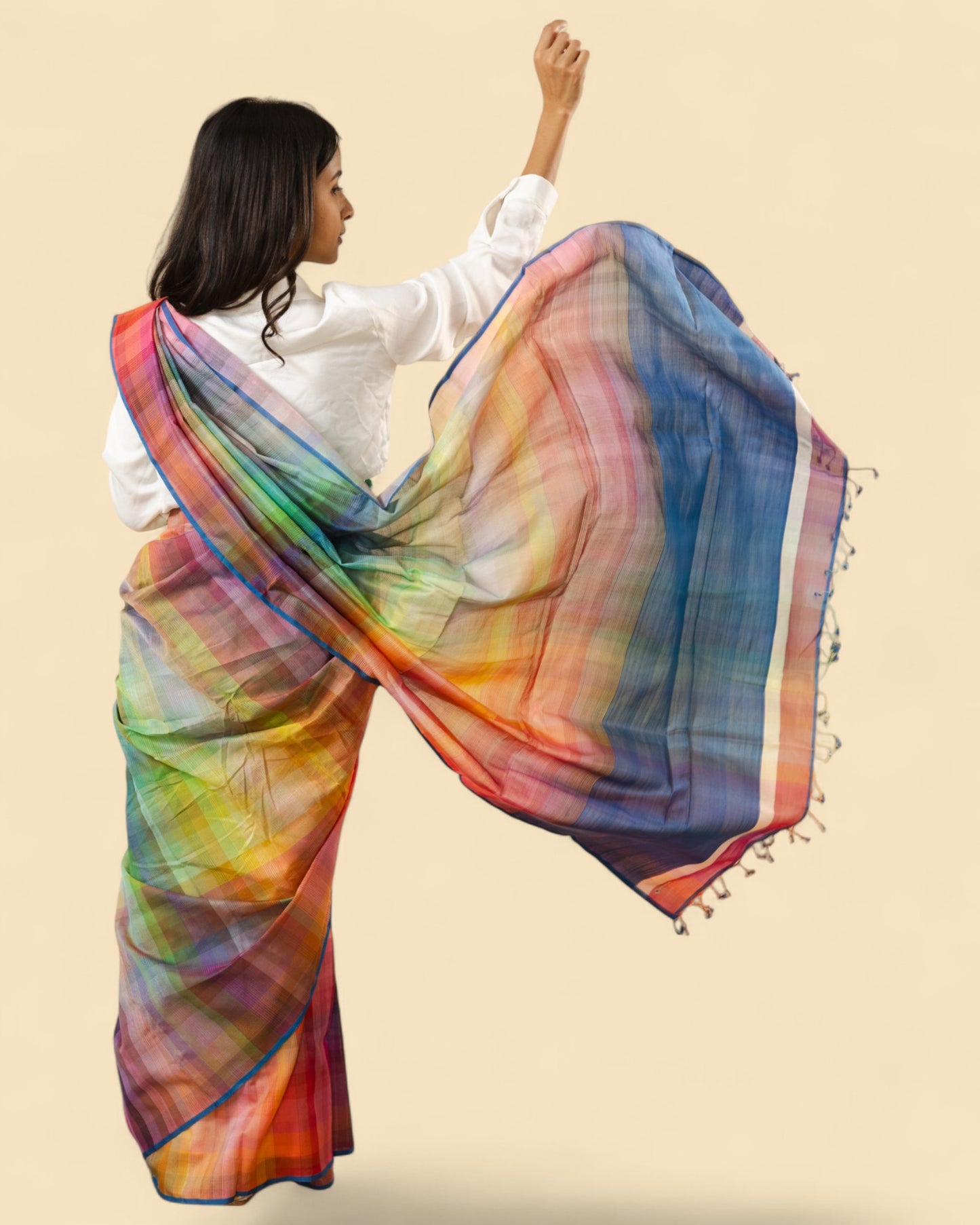 6400 Colour - Rainbow Organic Cotton Saree