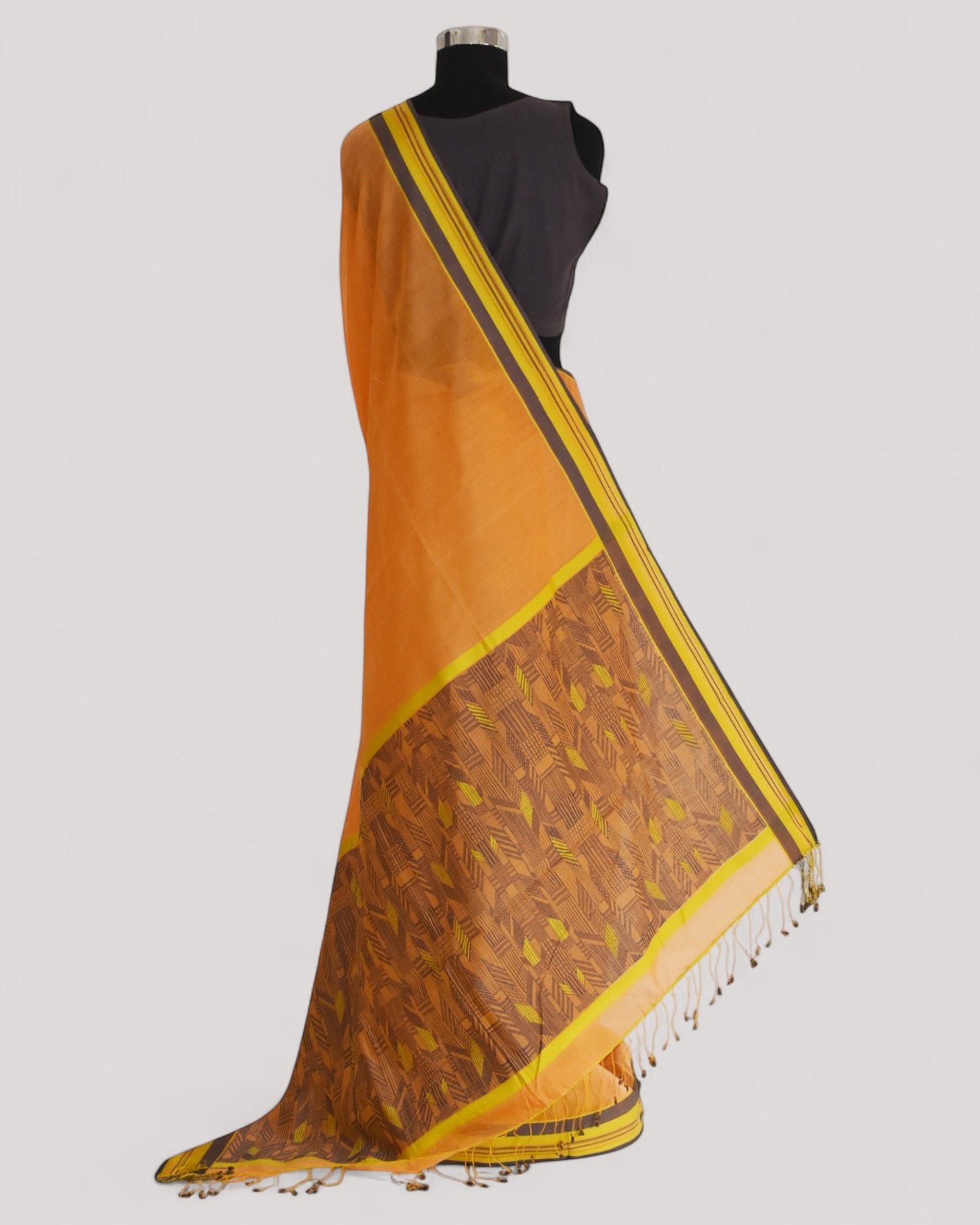 Mustard Yellow - Athangudi Organic Cotton Saree