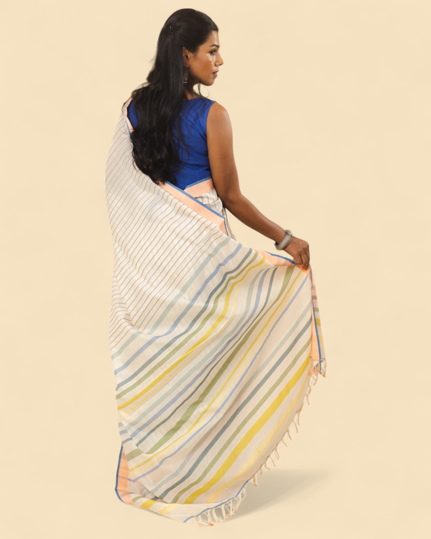 Off-White - Zig Zag Quilt Organic Cotton Saree