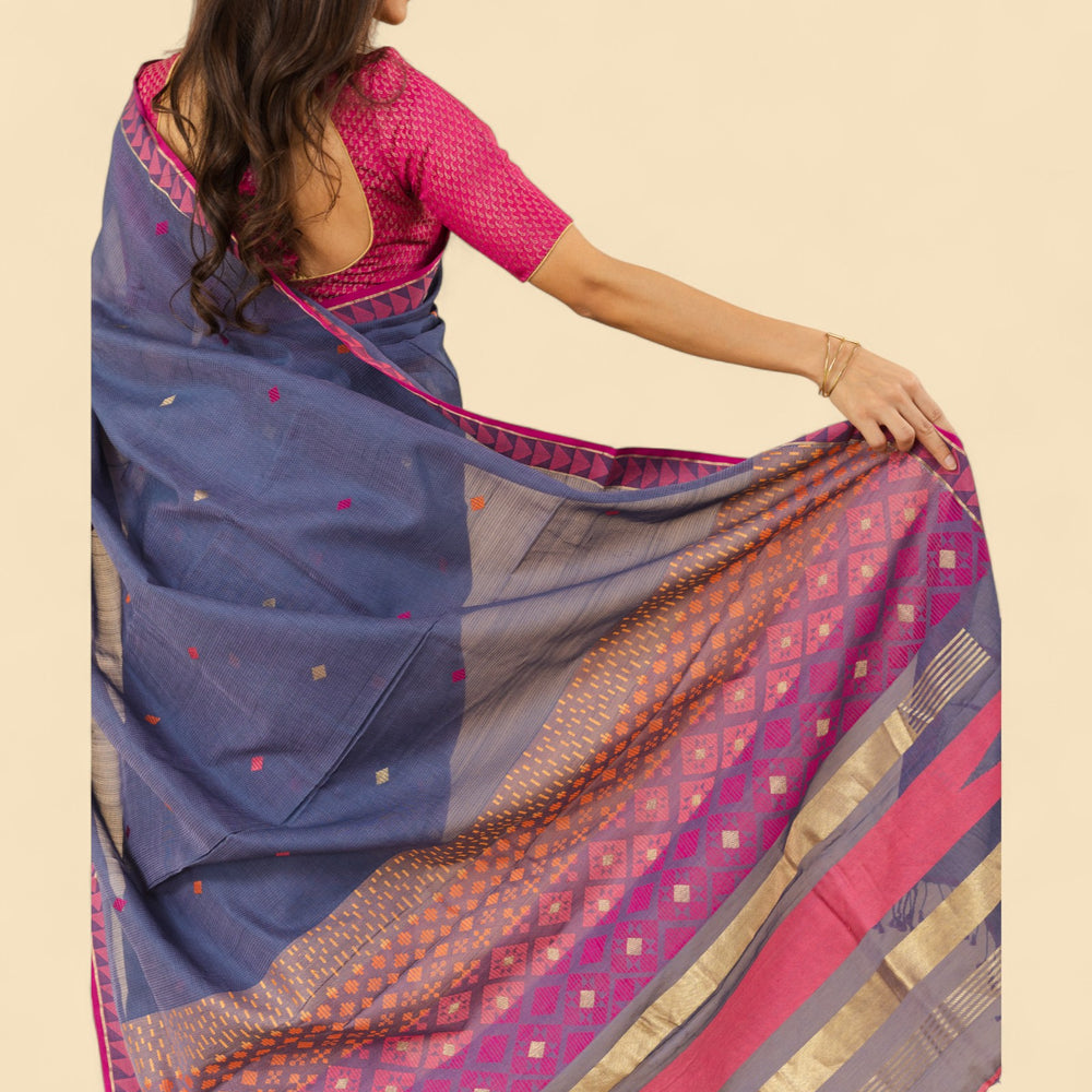 
                      
                        Charcoal Blue - Kites Motif Organic Cotton Saree
                      
                    