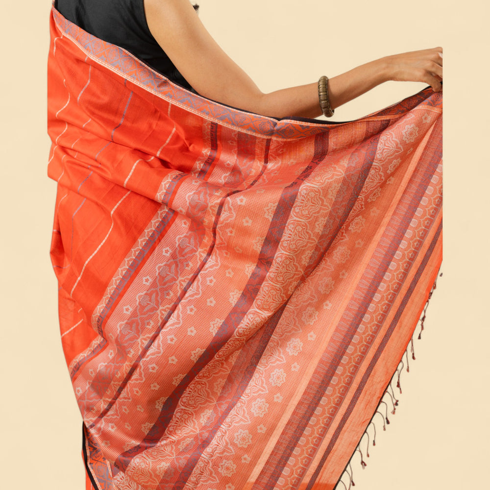 Brick Red - Jaipur Quilt Organic Cotton Saree