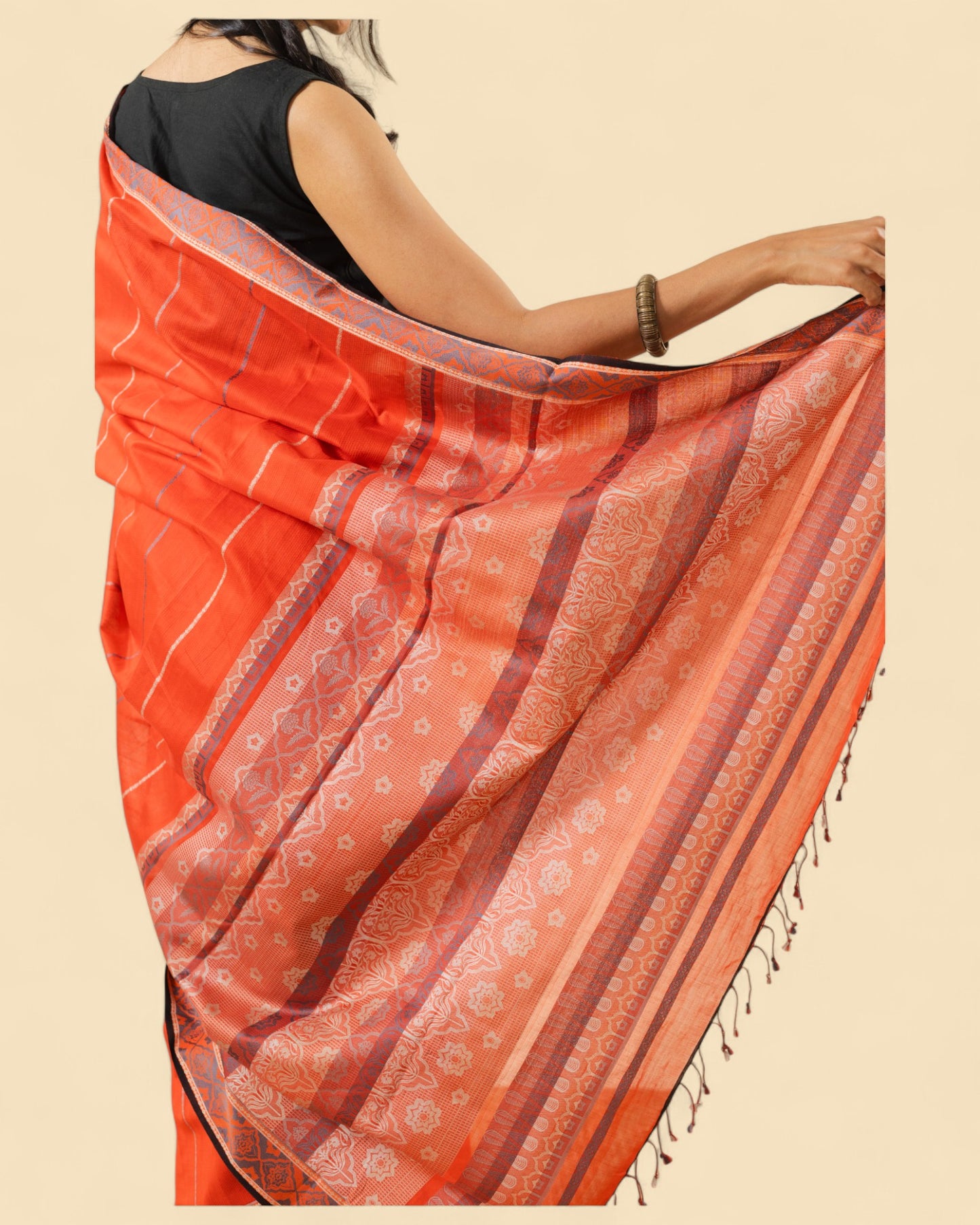 Brick Red - Jaipur Quilt Organic Cotton Saree