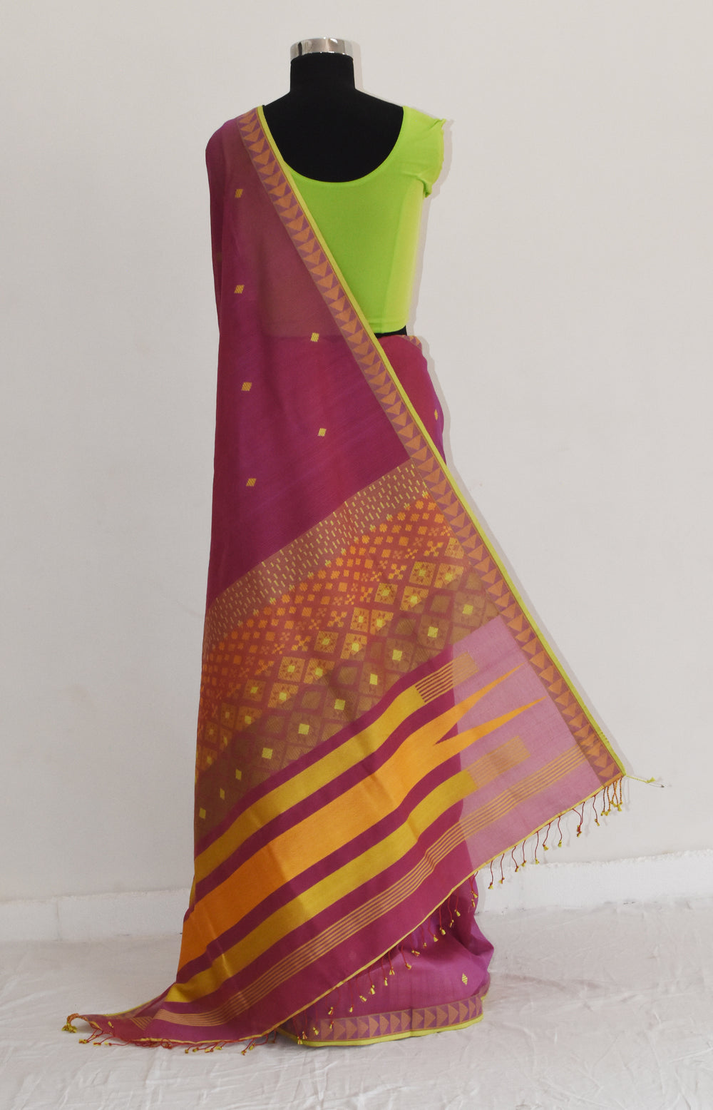Pinkish Purple - Kites Motif Organic Cotton Saree