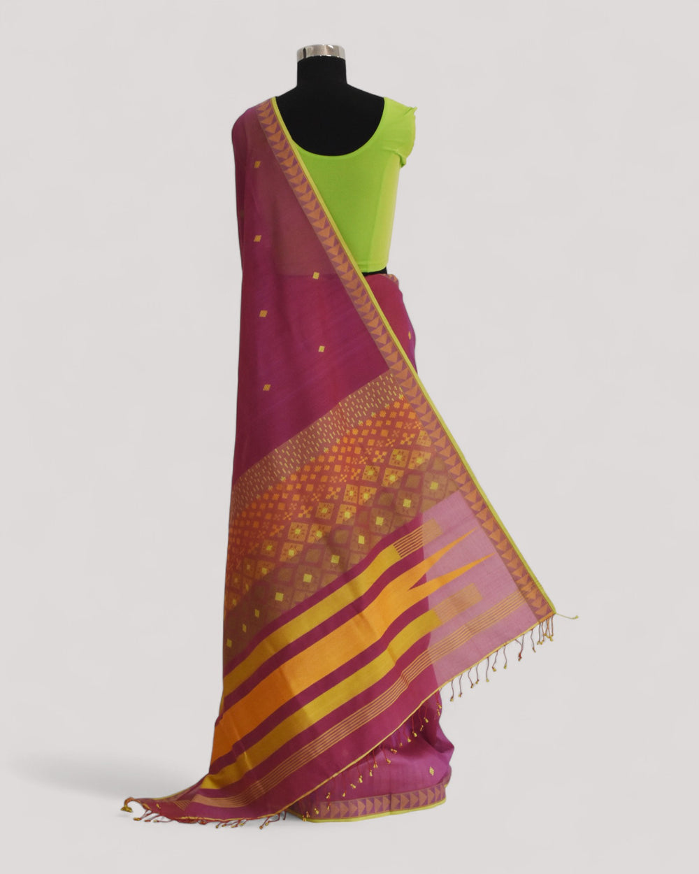 Pinkish Purple - Kites Motif Organic Cotton Saree