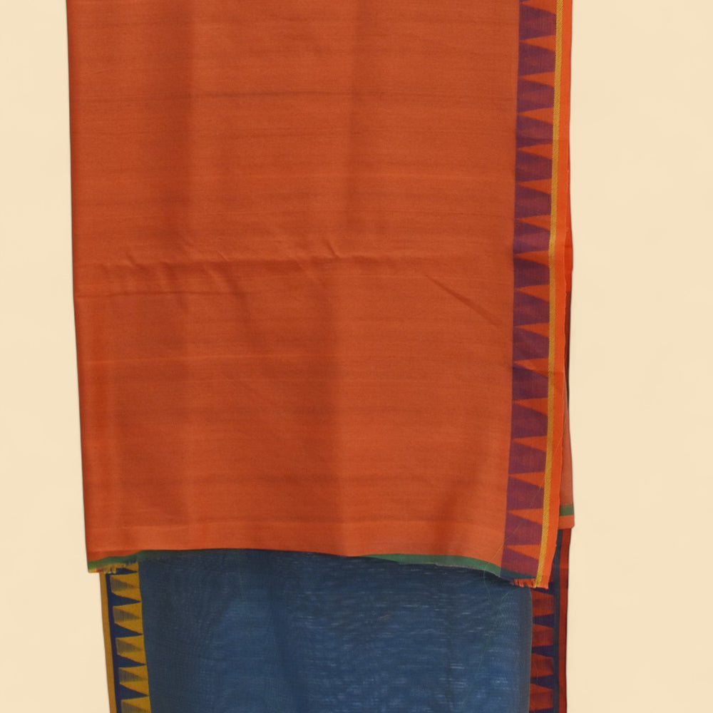 
                      
                        Blueish Grey - Temple Motif Organic Cotton Saree
                      
                    