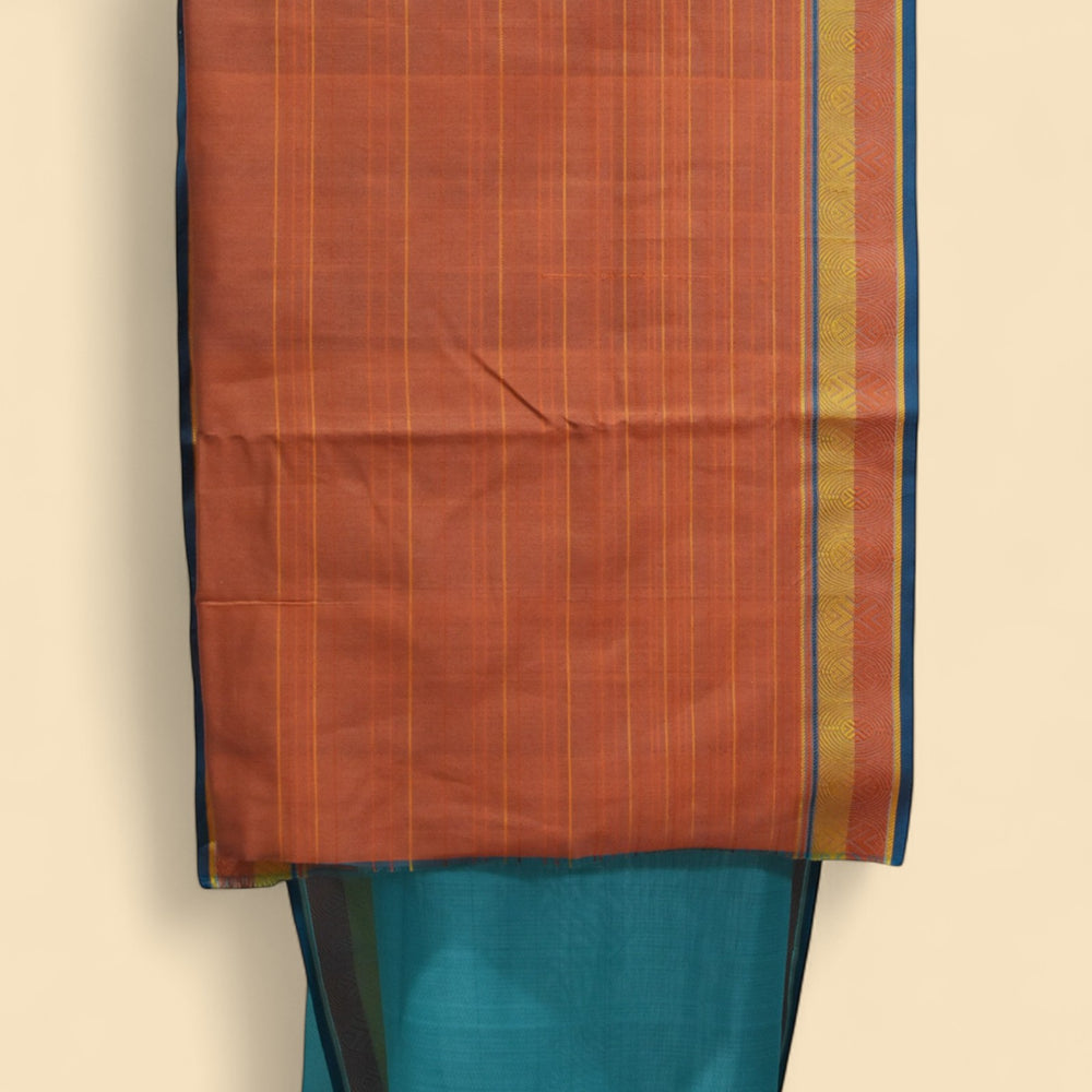 
                      
                        Cyan Blue - Whispering Circles Organic Cotton Saree
                      
                    