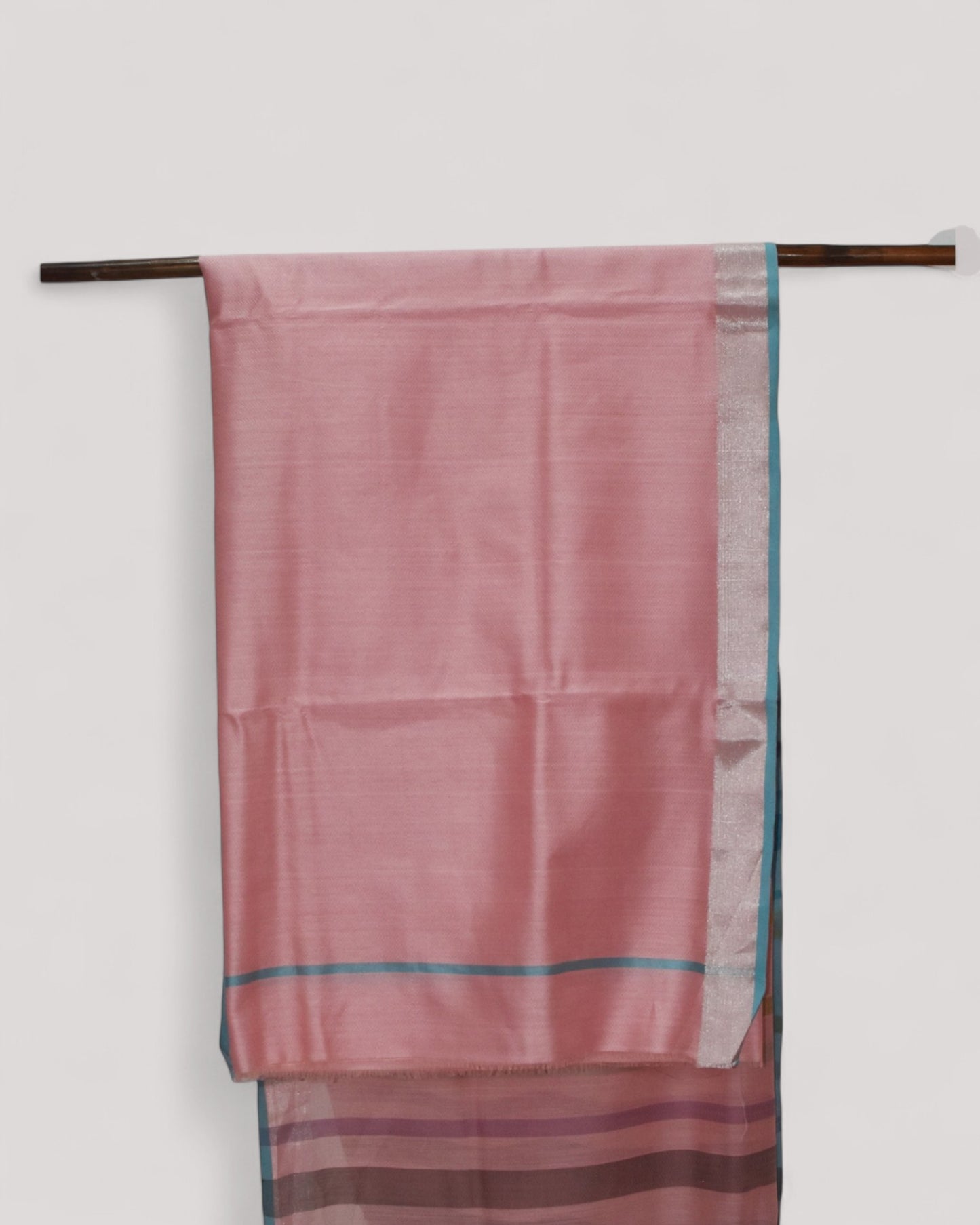 Pink - Striped Quilt Organic Cotton Saree