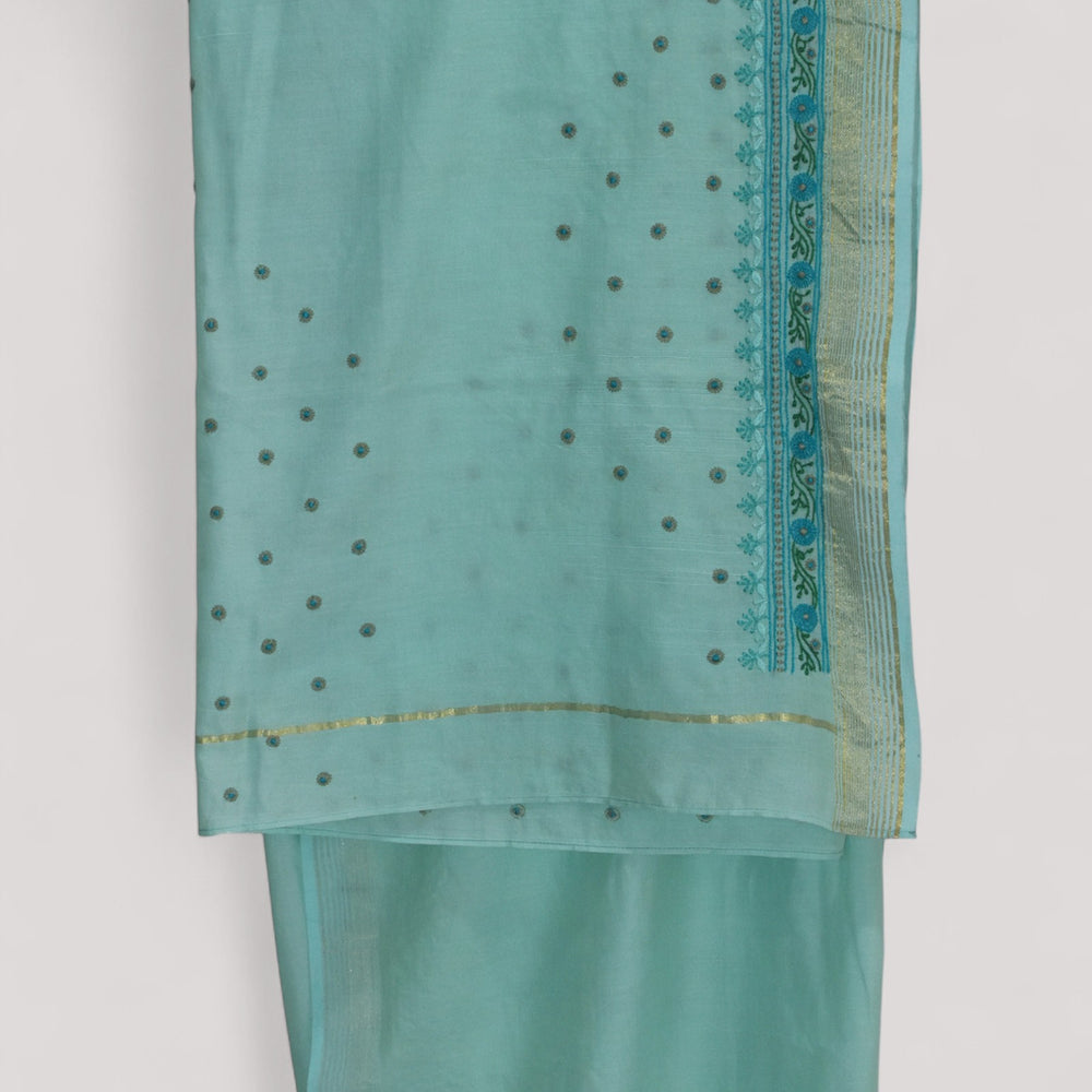 
                      
                        Sea Blue - Hand Embroidered Organic Cotton Saree
                      
                    