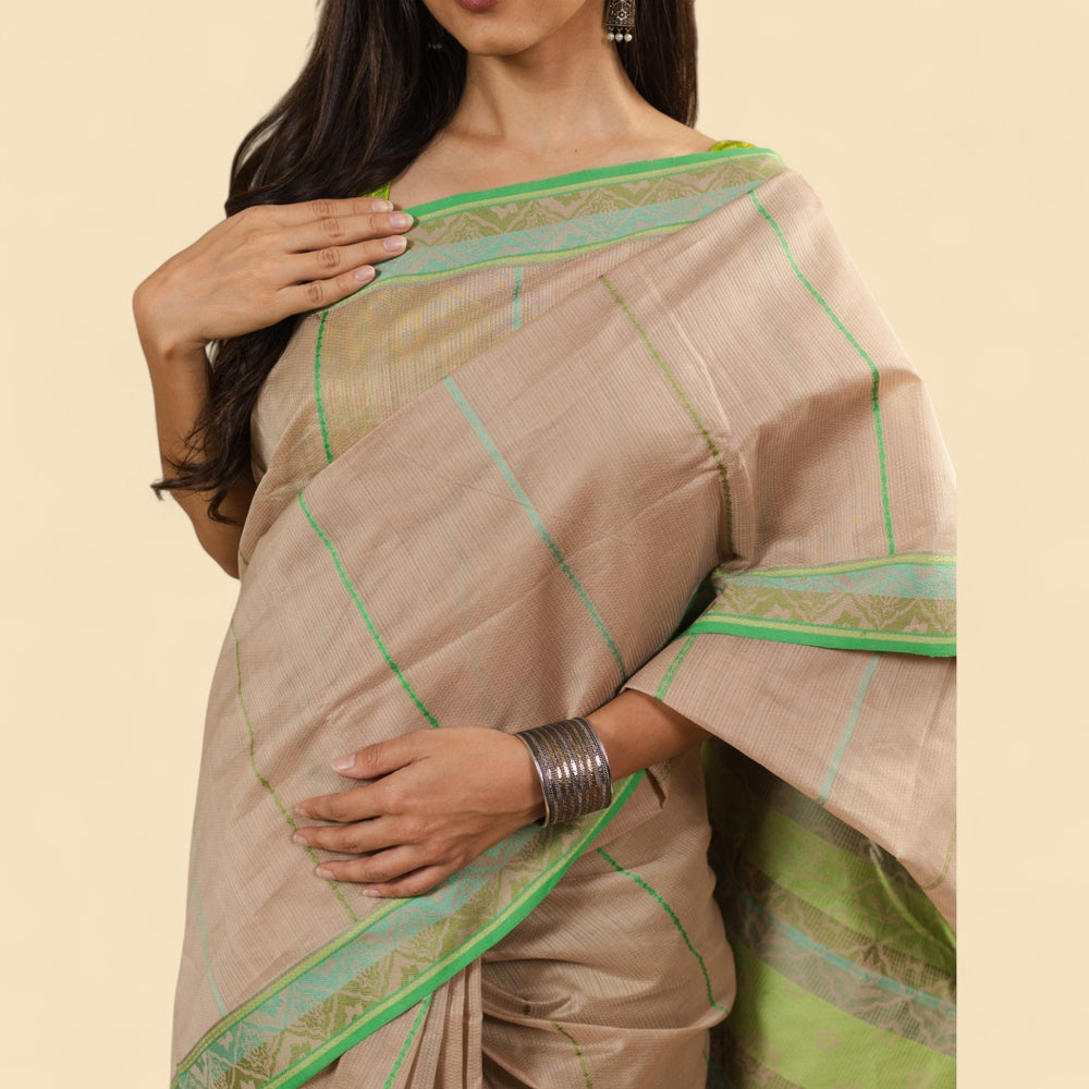 
                      
                        Beige - Jaipur Quilt Organic Cotton Saree
                      
                    