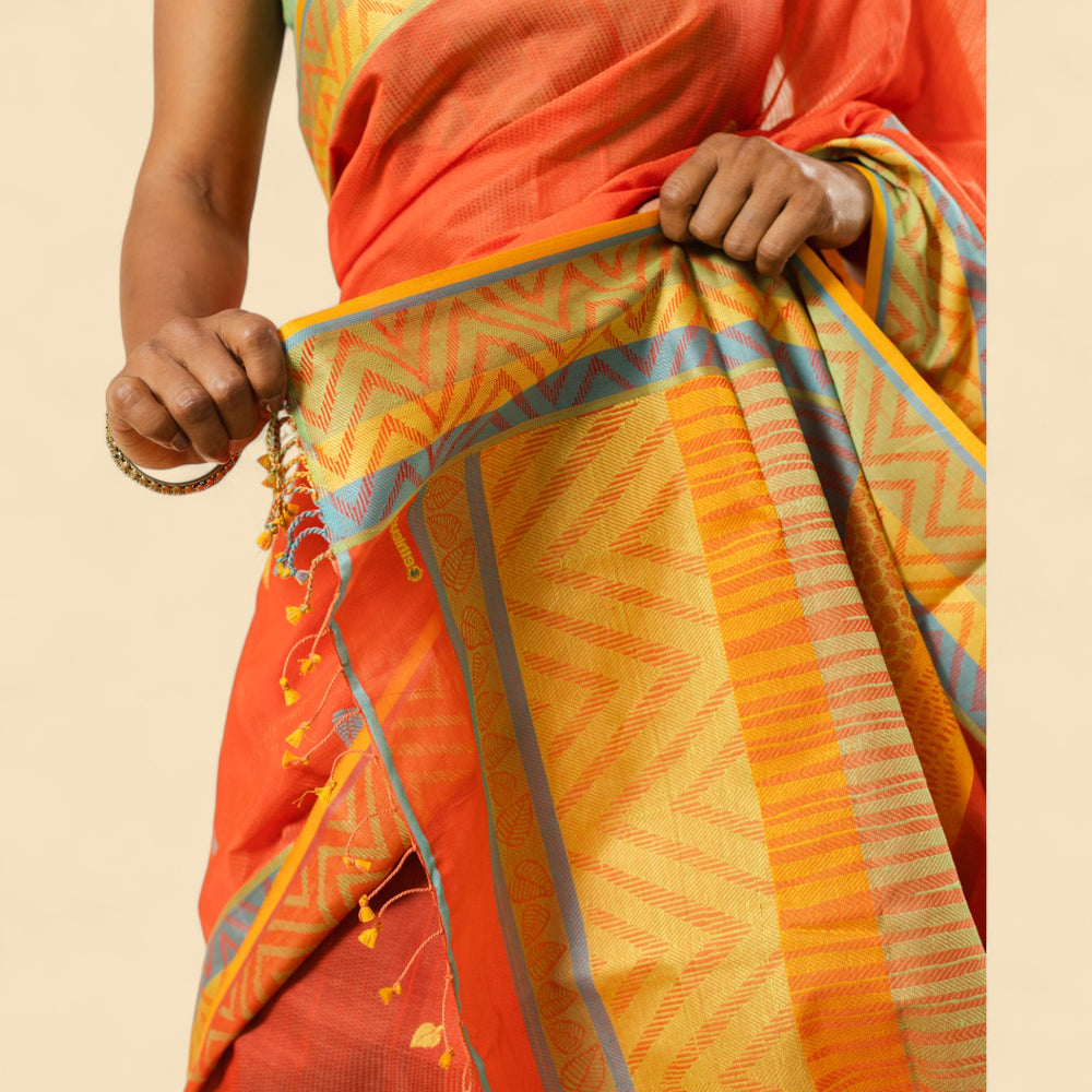 
                      
                        Orange - Tree & Leaves  Motif Organic Cotton Saree
                      
                    
