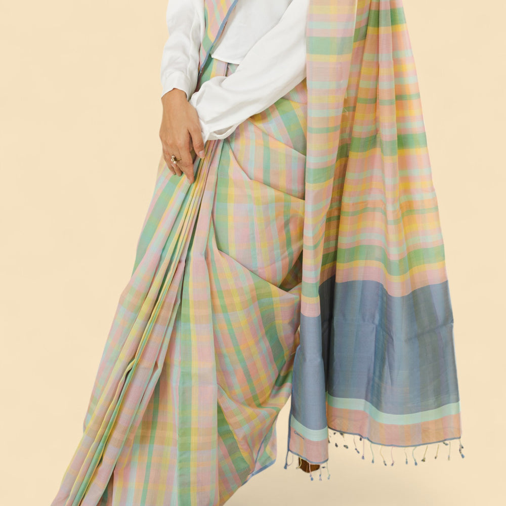 
                      
                        Pastel Checks - Organic Cotton Saree
                      
                    