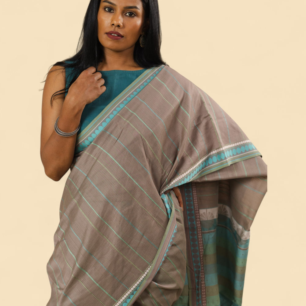 
                      
                        Light Brown - Spherical Grace Organic Cotton Saree
                      
                    