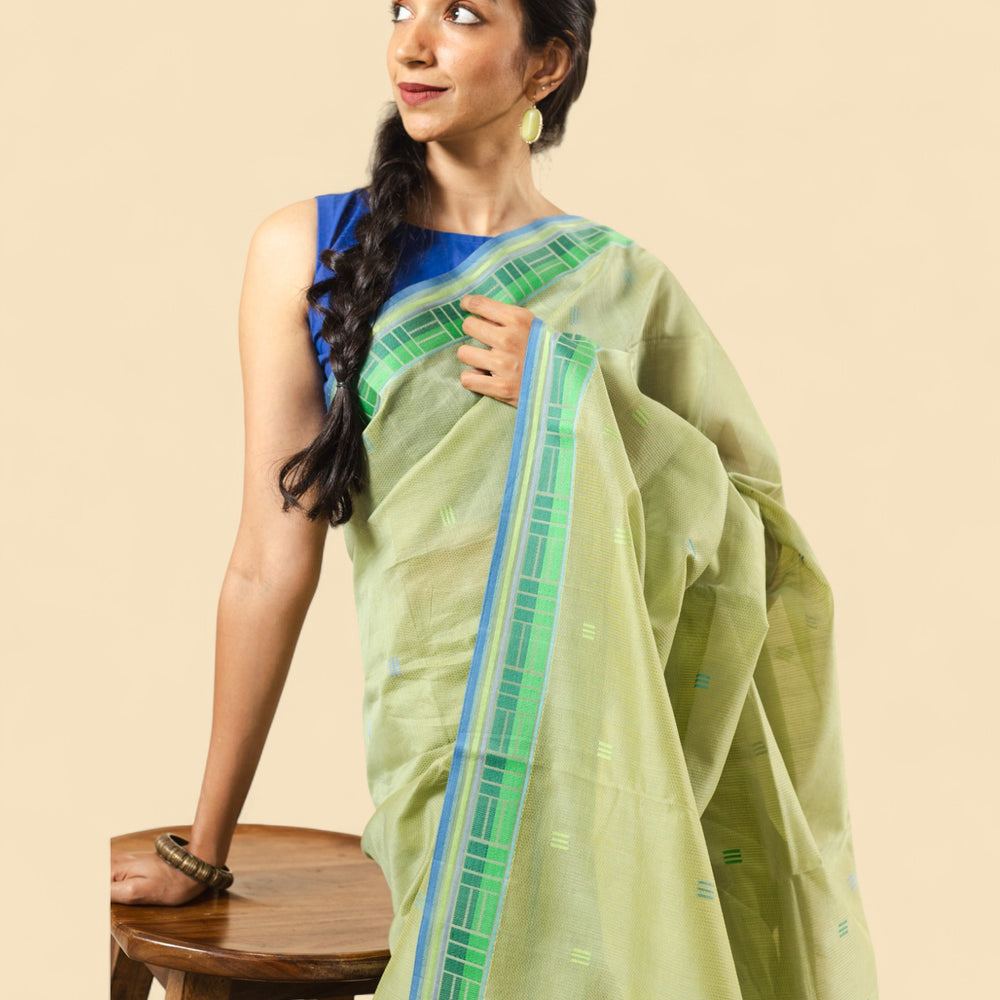 
                      
                        Olive Green - Regal Rectangle Motif Organic Saree
                      
                    