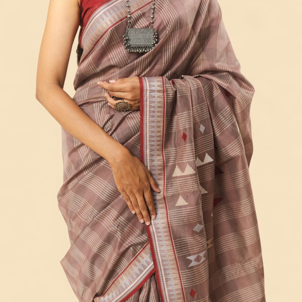 
                      
                        Brown - Korvai & Buttas Organic Cotton Saree
                      
                    