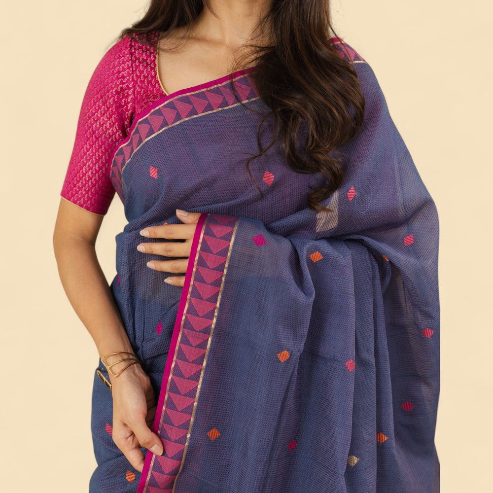 
                      
                        Charcoal Blue - Kites Motif Organic Cotton Saree
                      
                    