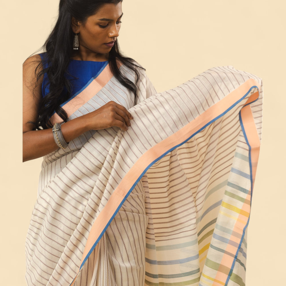 
                      
                        Off-White - Zig Zag Quilt Organic Cotton Saree
                      
                    