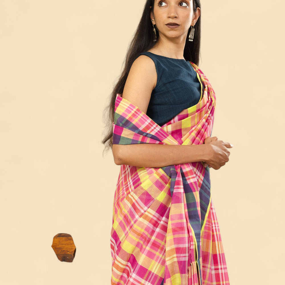 
                      
                        Pink & Green - Organic Cotton Saree
                      
                    