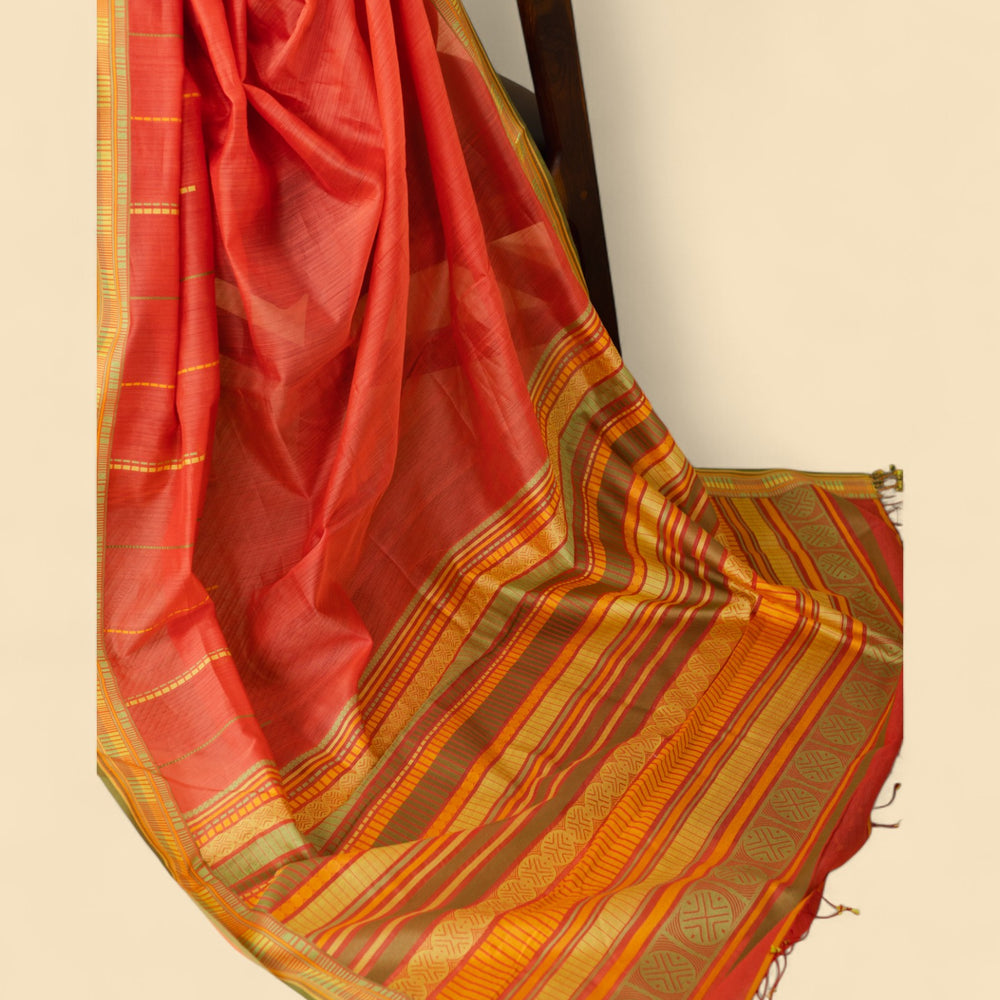 
                      
                        Orange - Sticks and Swirls Organic Cotton Saree
                      
                    