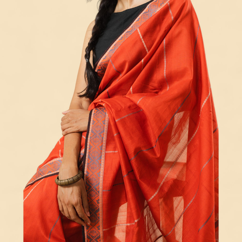 
                      
                        Brick Red - Jaipur Quilt Organic Cotton Saree
                      
                    