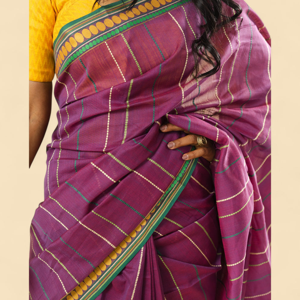 
                      
                        Purple - Spherical Grace Organic Cotton Saree
                      
                    