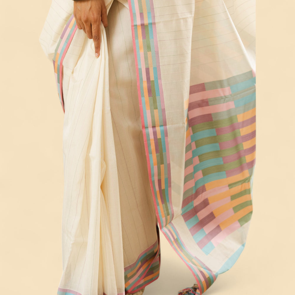 
                      
                        Off-White - Rectangle Quilt Organic Cotton Saree
                      
                    