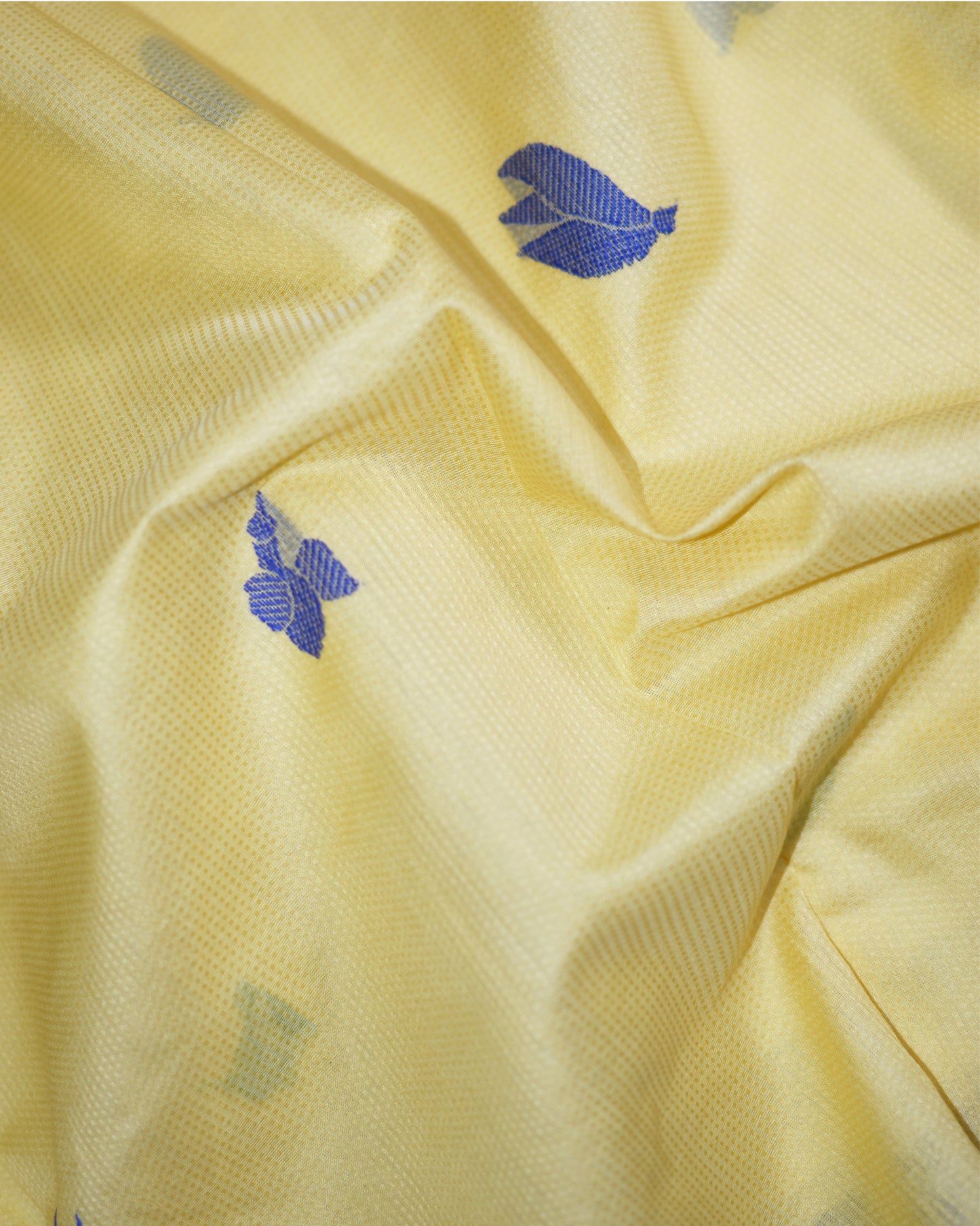 Lime Yellow - Waves Motif Organic Cotton Saree